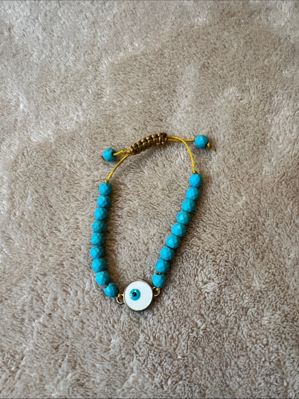 Turquoise Bead Evil Eye Bracelet - Unbranded